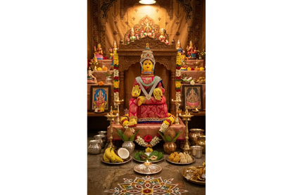 Stacked Ammavari doll face stands ready for bulk order distribution for festive return gifting