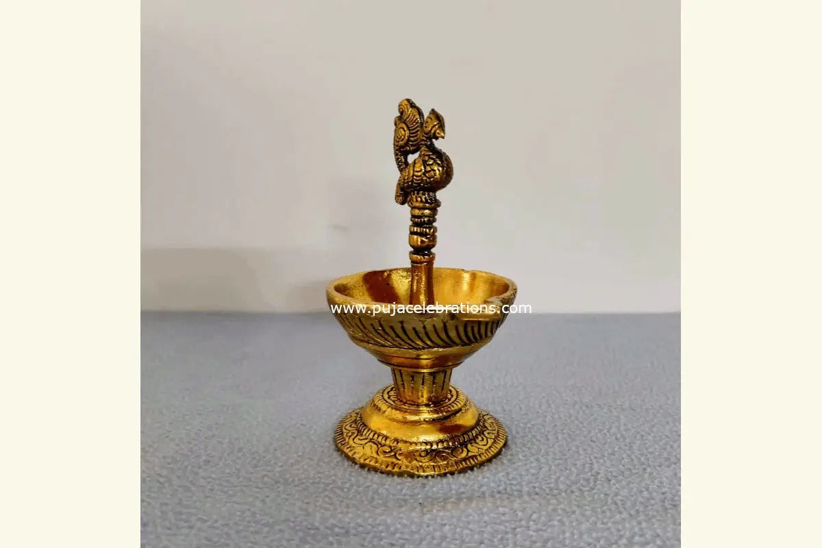 Gold polished Annapakshi deepam for festive decor