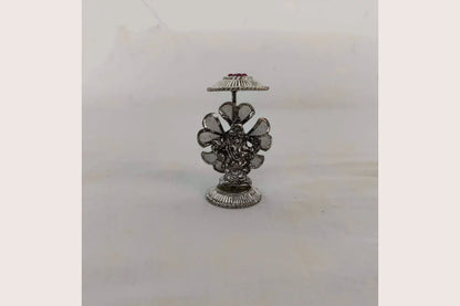 Traditional Silver Finish Ganpati Murti for Pooja Room Decor