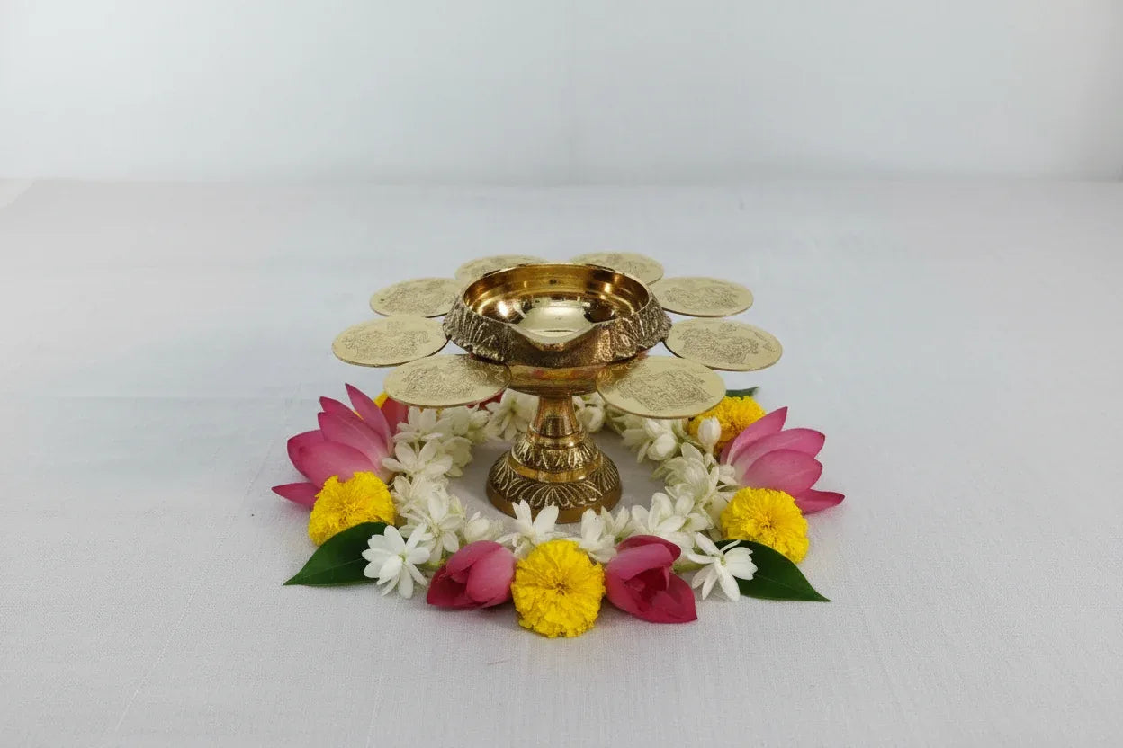 Ashtalakshmi Coin Diya Stand - Puja Celebrations