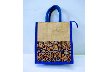 Multi-color Kalamkari Patchwork Jute Bag for Festive Occasions