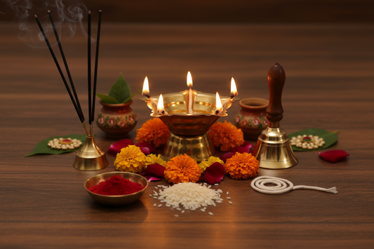 Small brass lamp for Varalakshmi Puja thamboolam