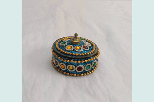 Brass Jari Kumkum Dabbi