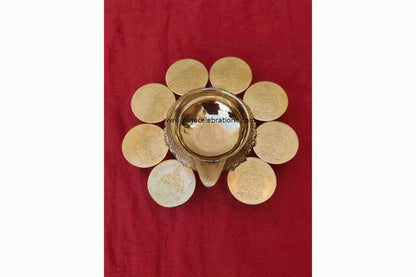 kubera diya lakshmi coins kuber vilakku deepam brass oil lamp pooja items home mandir diwali decor gift items return gifts dhanteras gold puja samagri laxmi coin