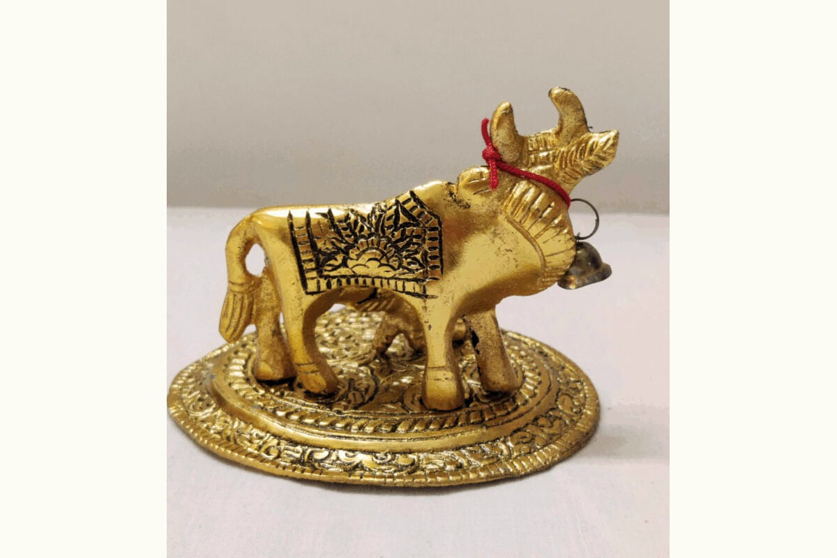 Back View of Cow and Calf Medium Gold Oxidised 