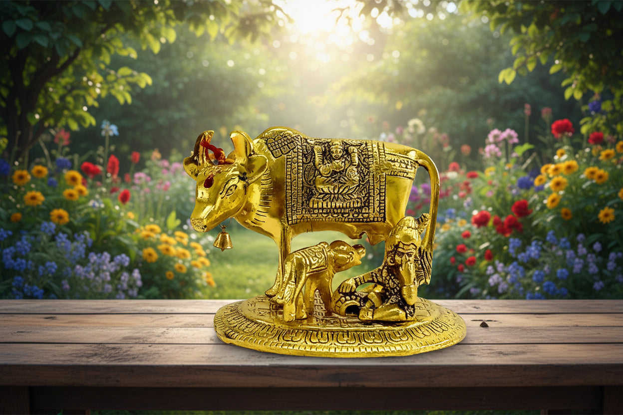 Cow and Calf With Krishna - Puja Celebrations