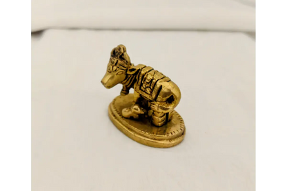 Small Brass Cow and Calf Idol – Puja Celebrations Chennai