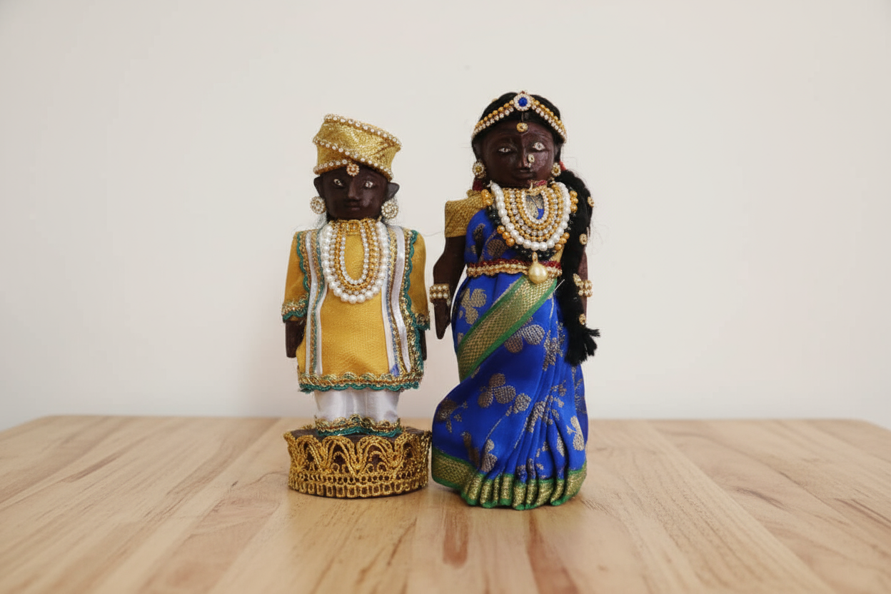 Decorated Wooden Marapachi Doll Pair