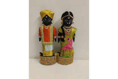 Decorated Wooden Marapachi Doll Pair - Puja Celebrations