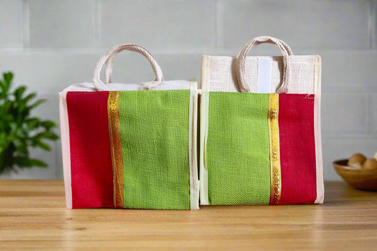 Dual Colour Brocade Lunch Bag
