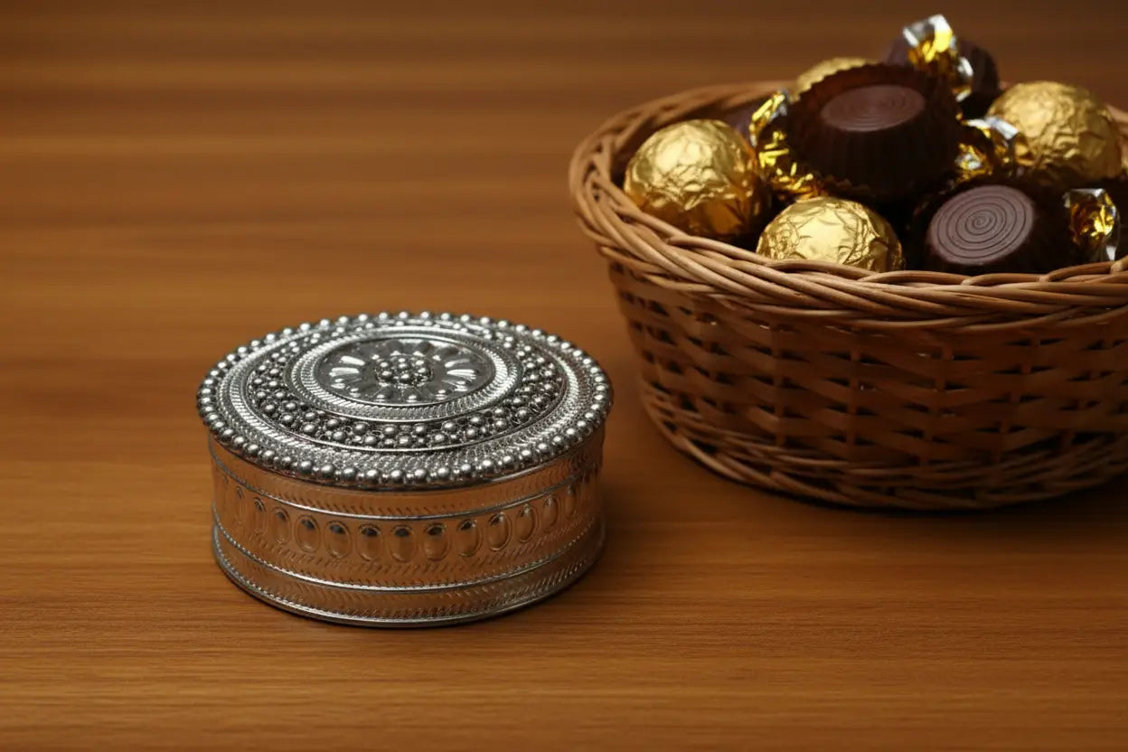 Puja Celebrations Fiber Gift Box in Metallic Gold