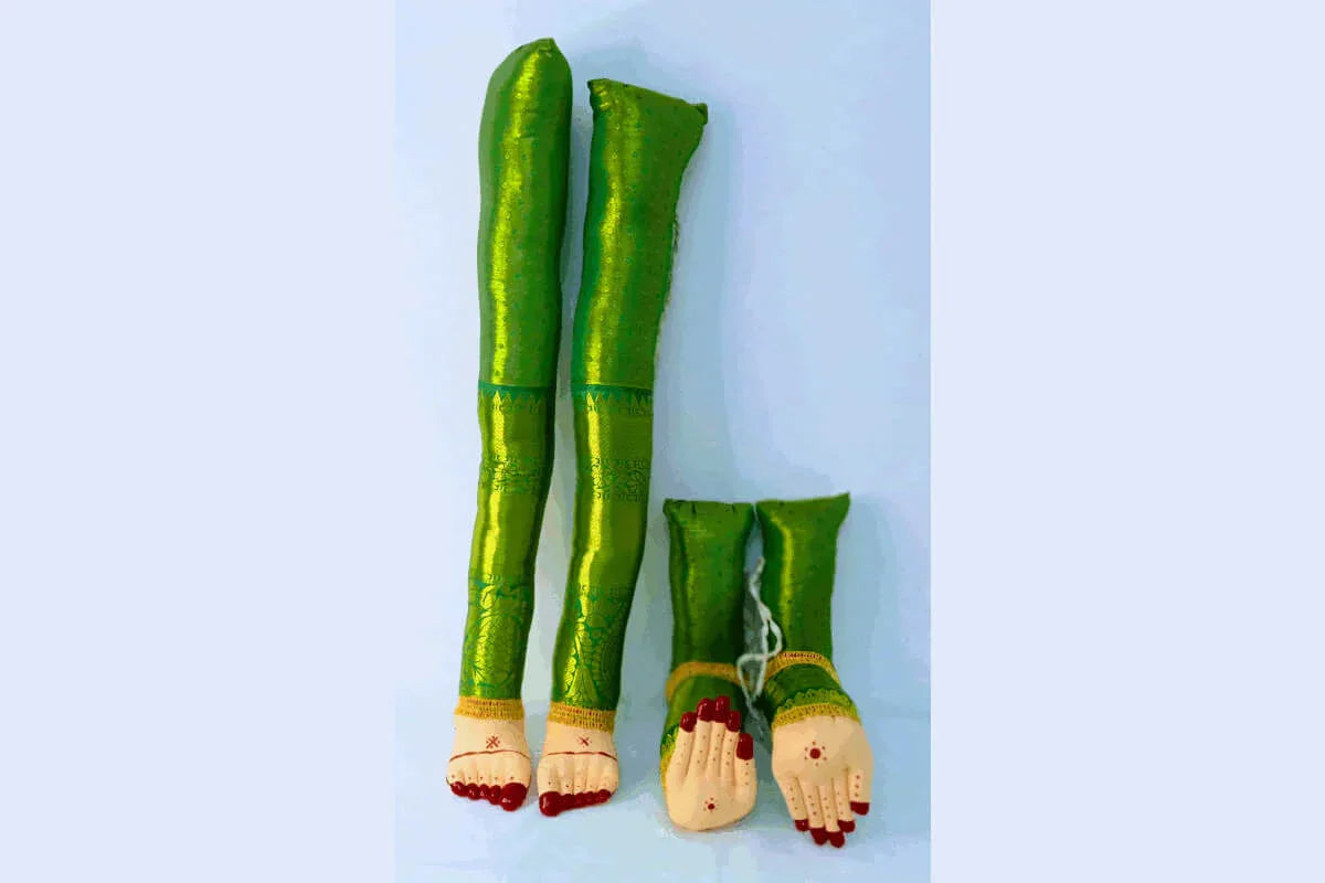 Decorated Pattu Zari Hastham Paadham - Puja Celebrations