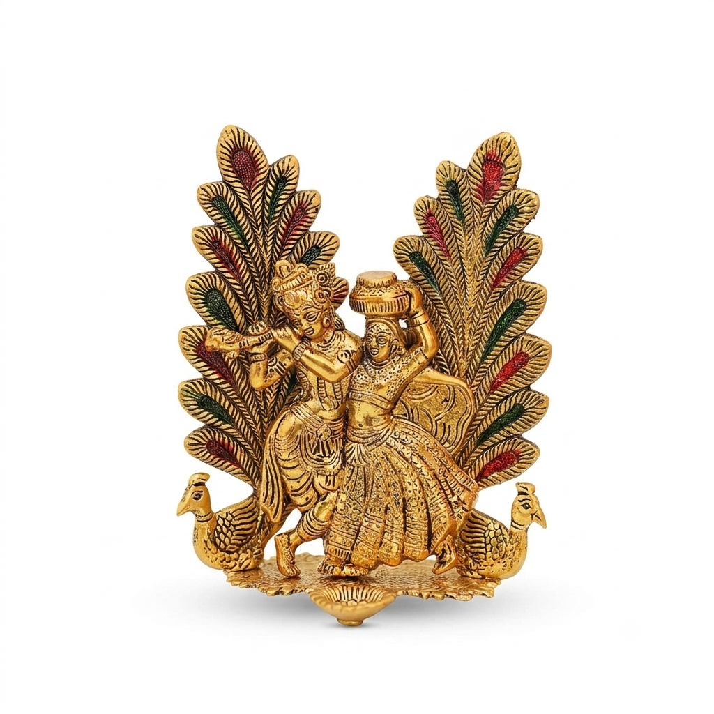 Radha Krishna Peacock Diya