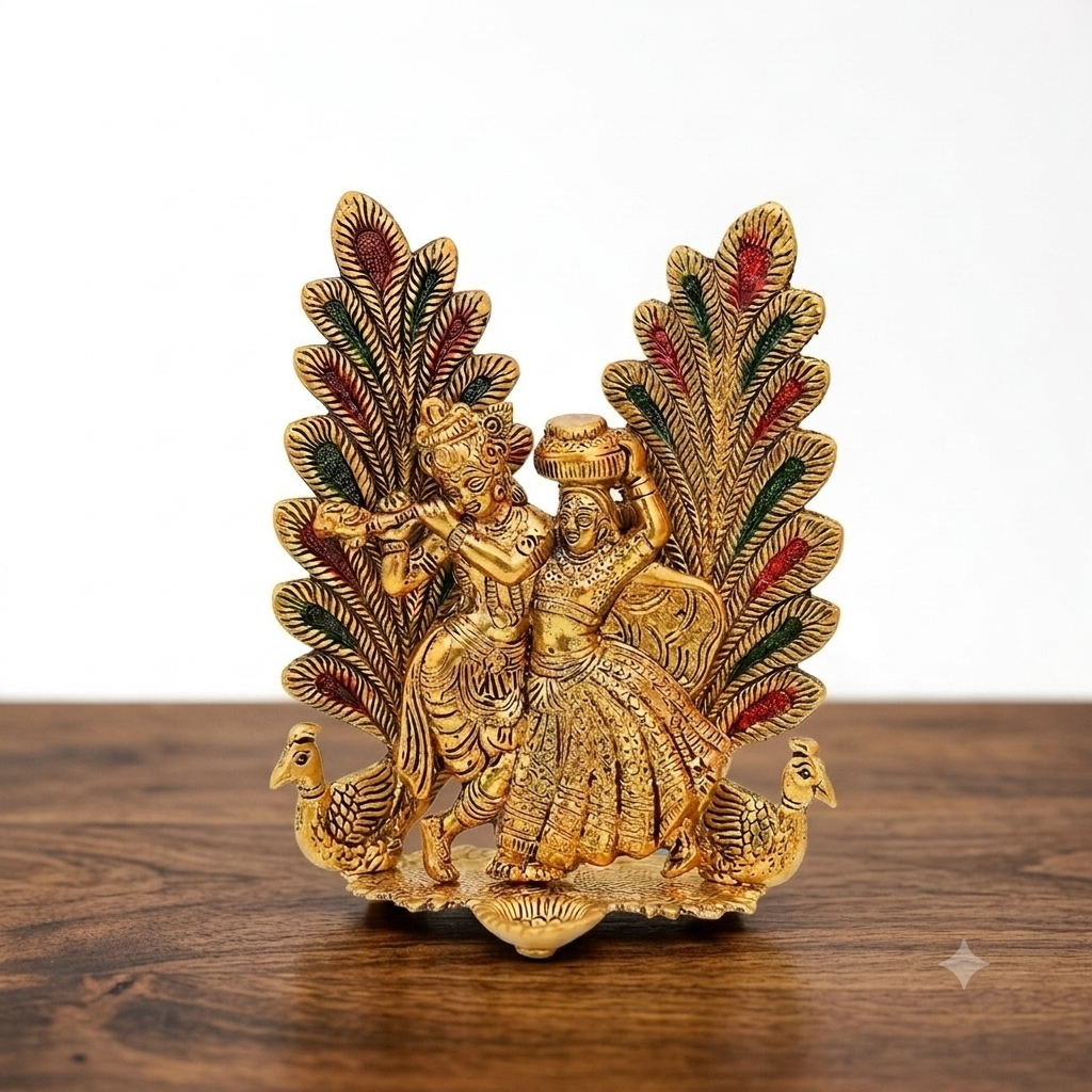 Radha Krishna Peacock Diya