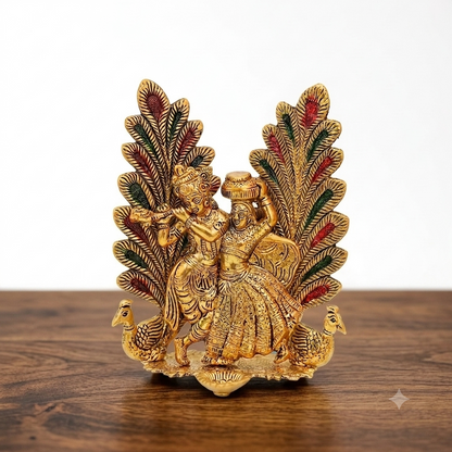 Radha Krishna Peacock Diya