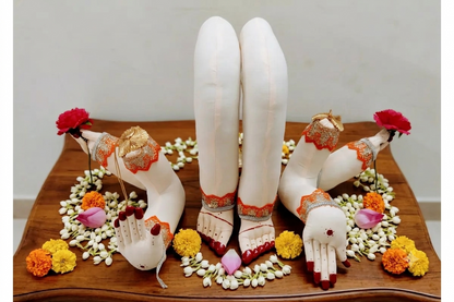 Varalakshmi Paadham with 4 Hands Set for Amman Puja Alankaram - Puja Celebrations