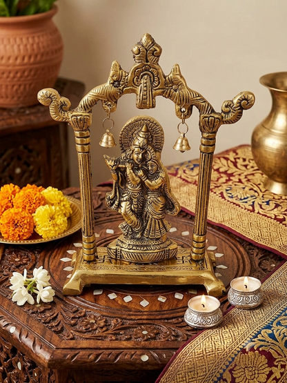 Handcrafted Metal Radha Krishna Murti for Home Mandir – Divine Idol