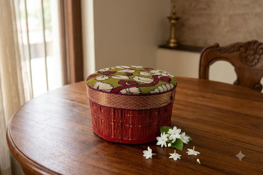 Kalamkari Round Korai Box