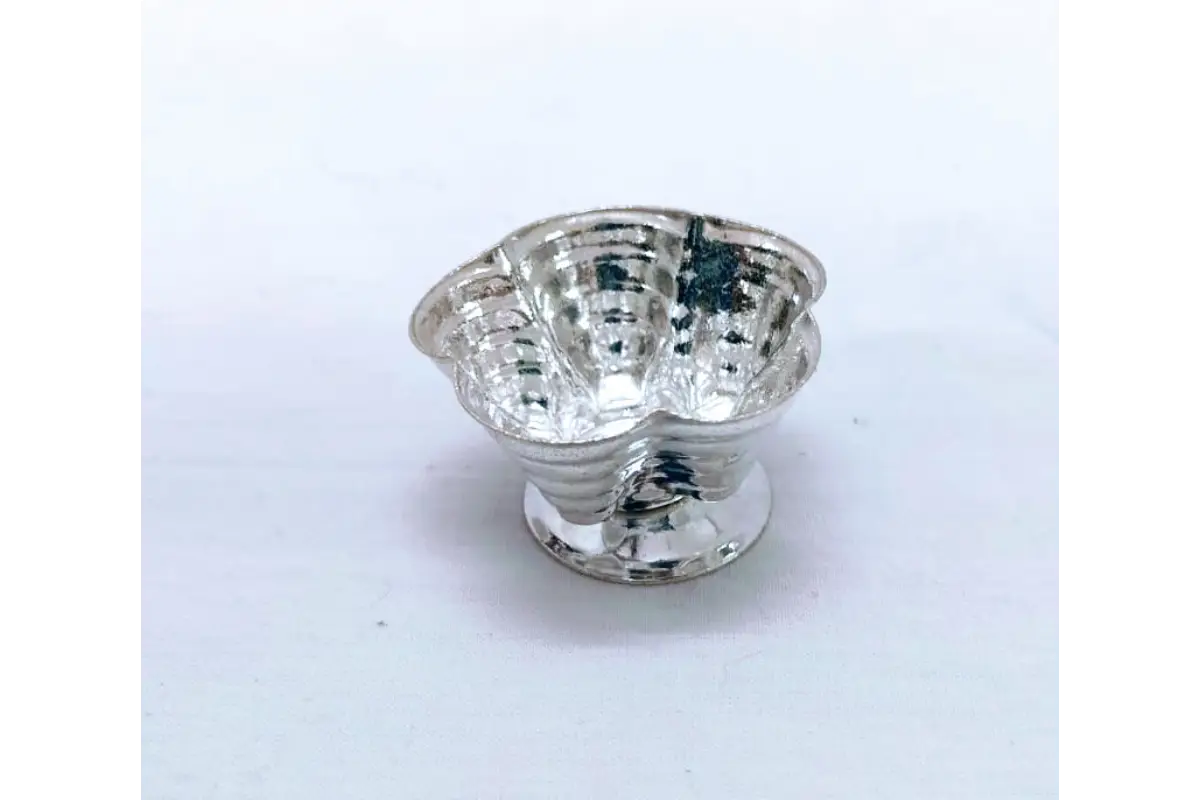 German Silver Thali for Puja – Decorative Plate with Diya, Kumkum Holders & Agarbatti Stand