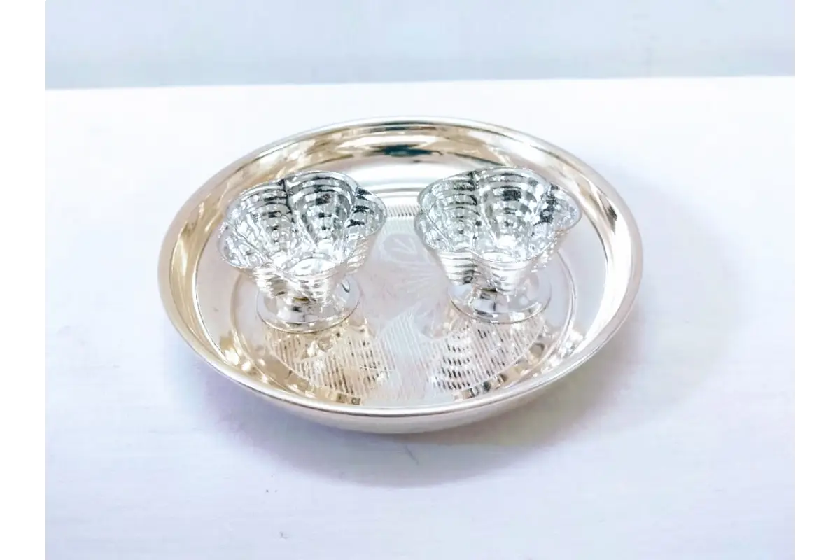 German Silver Puja Plate – Premium Puja Accessory for Rituals & Festive Celebrations 
