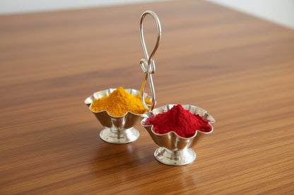 German Silver 2 Cup Holder - Puja Celebrations