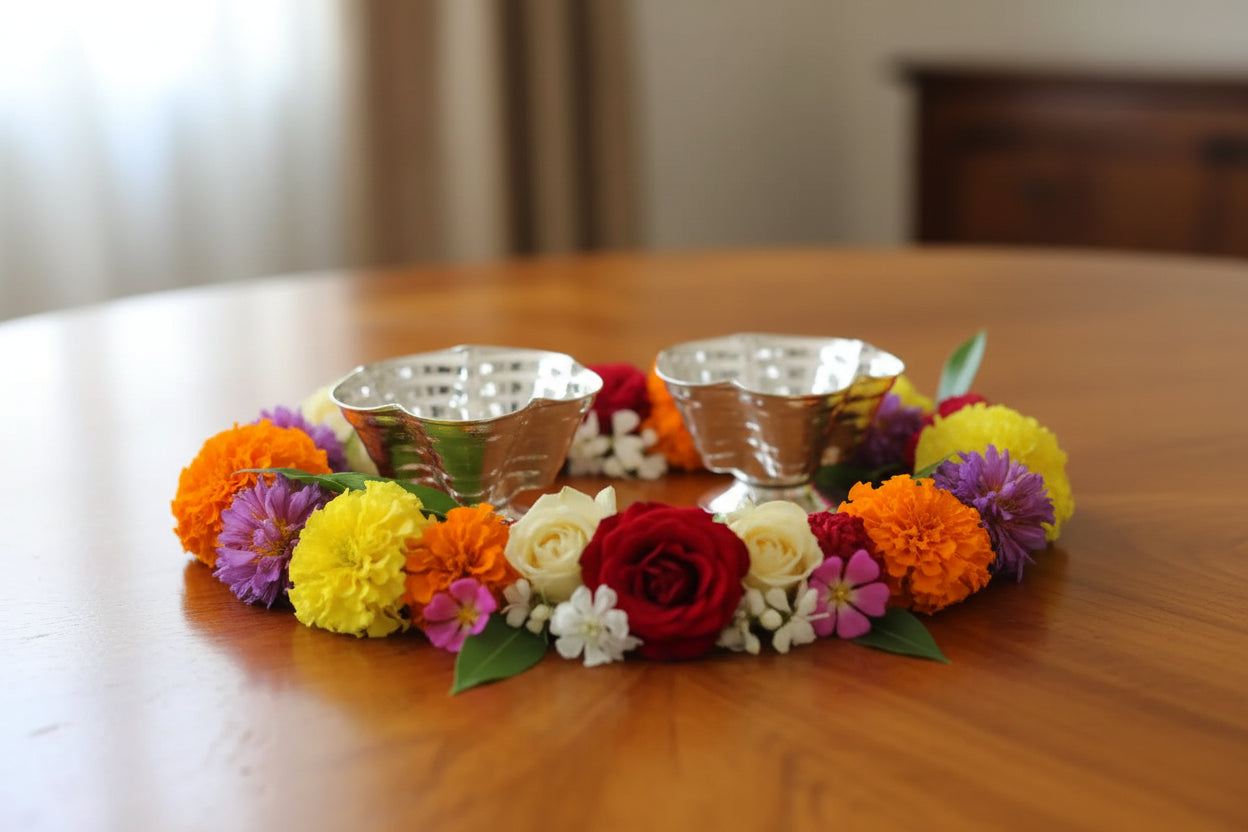 German Silver 2 Cup Set – Traditional Puja Accessory for Wedding Return Gifts