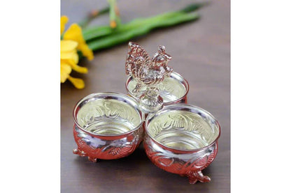 German Silver Peacock Kumkum Holder