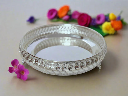 White Metal Pooja Tray - Puja Celebrations