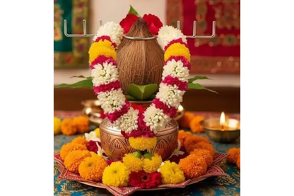Easy to assemble portable metal backdrop stand for Varalakshmi Vratham and Navaratri - Puja Celebration