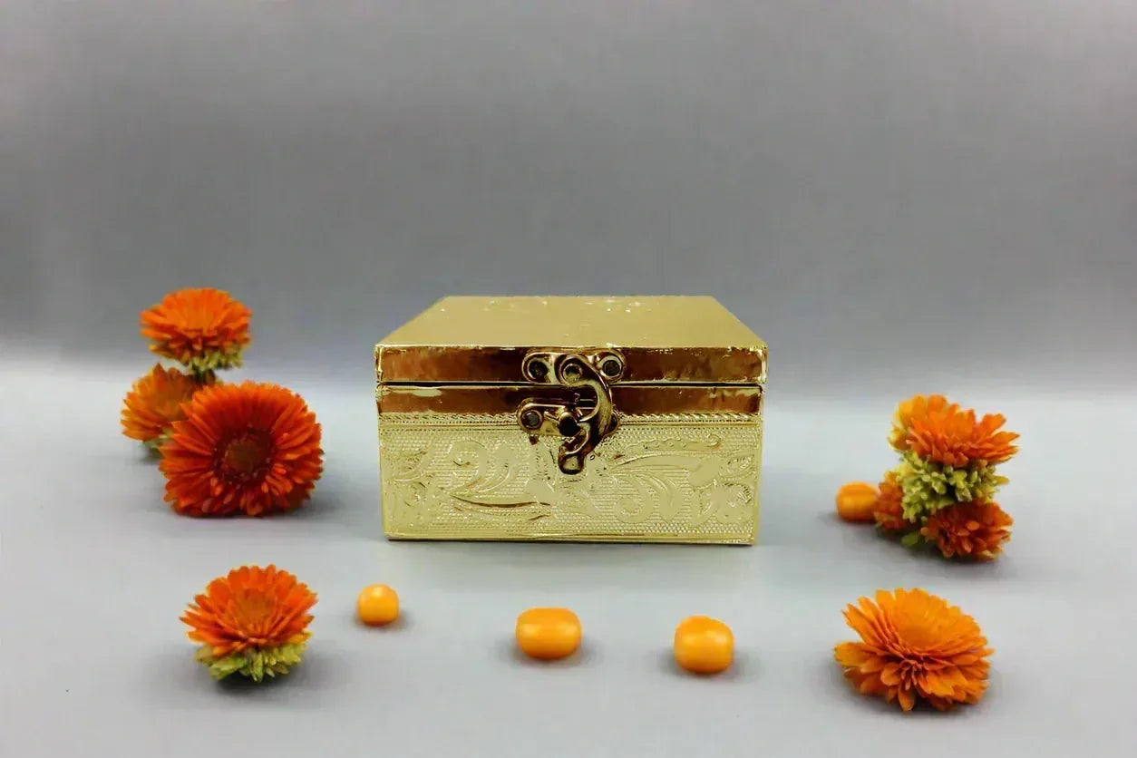 Gold Design Jewel Box - Puja Celebrations