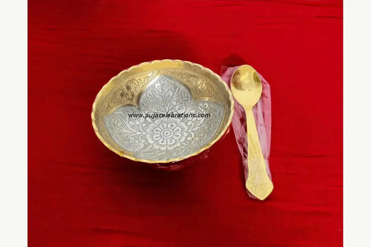 German Silver Bowl set with spoon for Varalakshmi Puja
