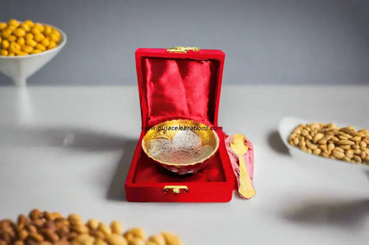 German Silver Bowl set with spoon for Varalakshmi Puja