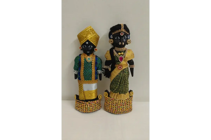 Decorated Wooden Marapachi Doll Pair - Puja Celebrations