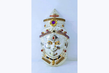 German Silver Decorated Amman Devi Face - Puja Celebrations