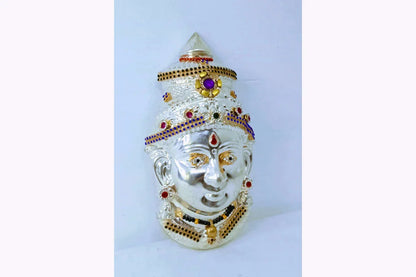 German Silver Decorated Amman Devi Face - Puja Celebrations