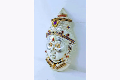 German Silver Decorated Amman Devi Face - Puja Celebrations