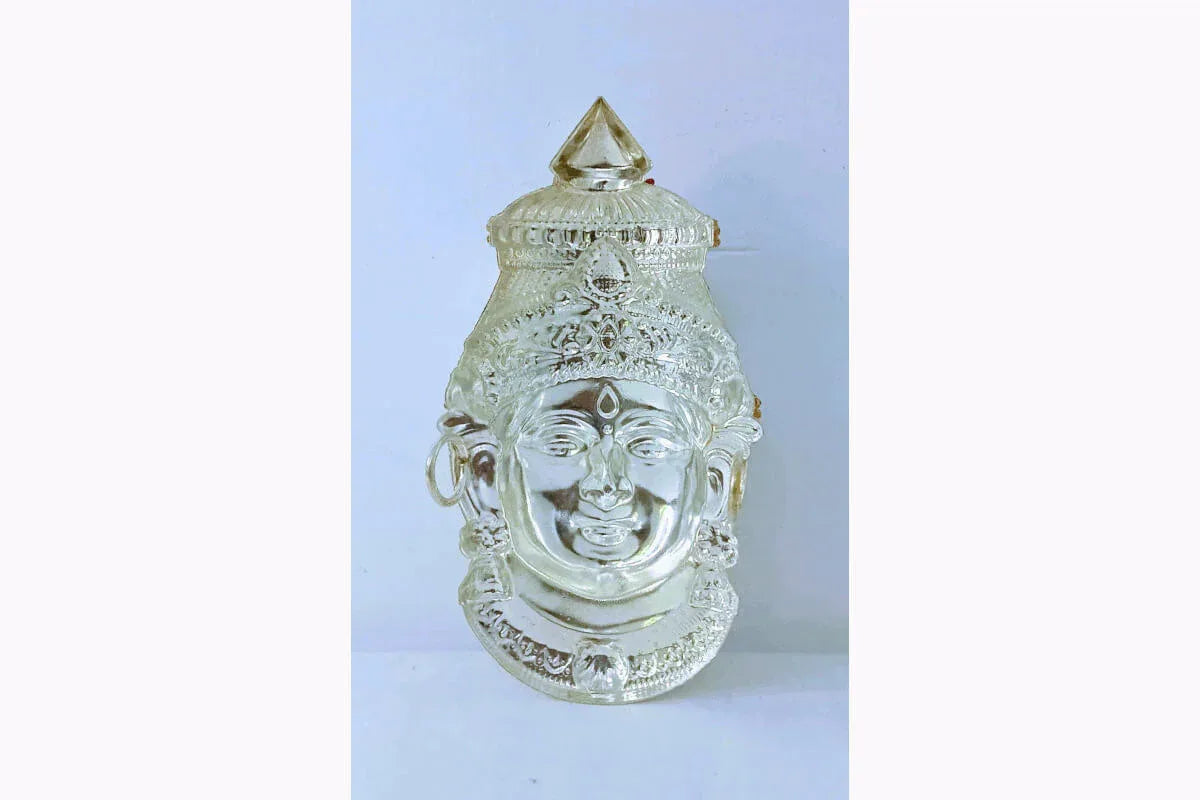 German Silver Decorated Amman Devi Face - Puja Celebrations