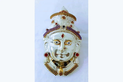 German Silver Decorated Amman Devi Face - Puja Celebrations