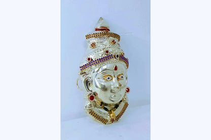 German Silver Decorated Amman Devi Face - Puja Celebrations
