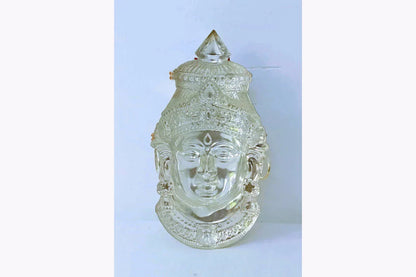 German Silver Decorated Amman Devi Face - Puja Celebrations