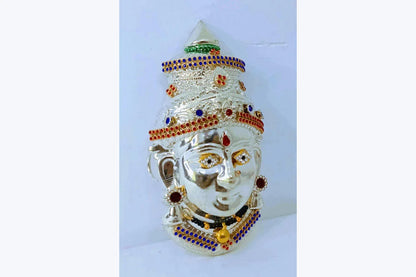 German Silver Decorated Amman Devi Face - Puja Celebrations