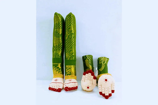 Decorated Pattu Zari Hastham Paadham - Puja Celebrations
