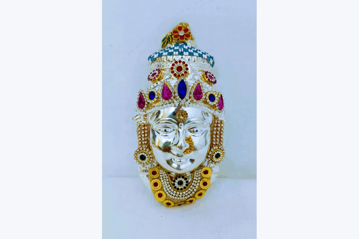 German Silver Decorated Gowri Devi Face - Puja Celebrations