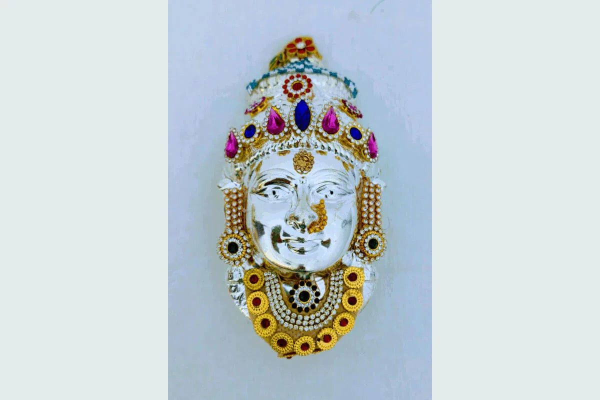 German Silver Decorated Gowri Devi Face - Puja Celebrations