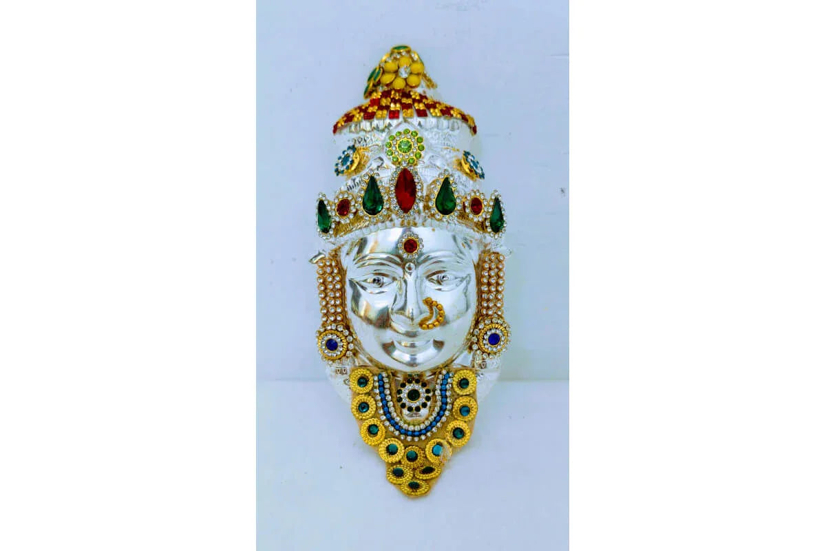 German Silver Decorated Gowri Devi Face - Puja Celebrations
