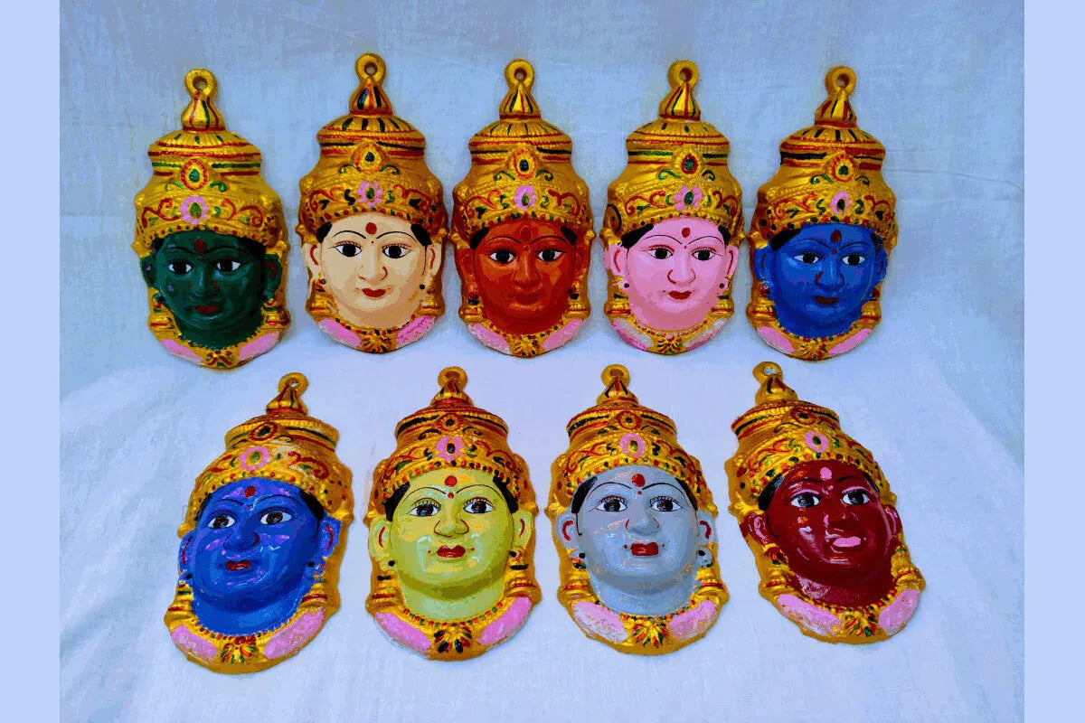 Navadurga Gowri Face Set of 9 - Puja Celebrations