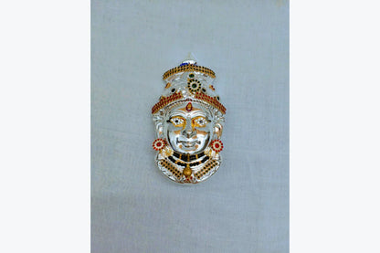 German Silver Decorated Amman Devi Face - Puja Celebrations