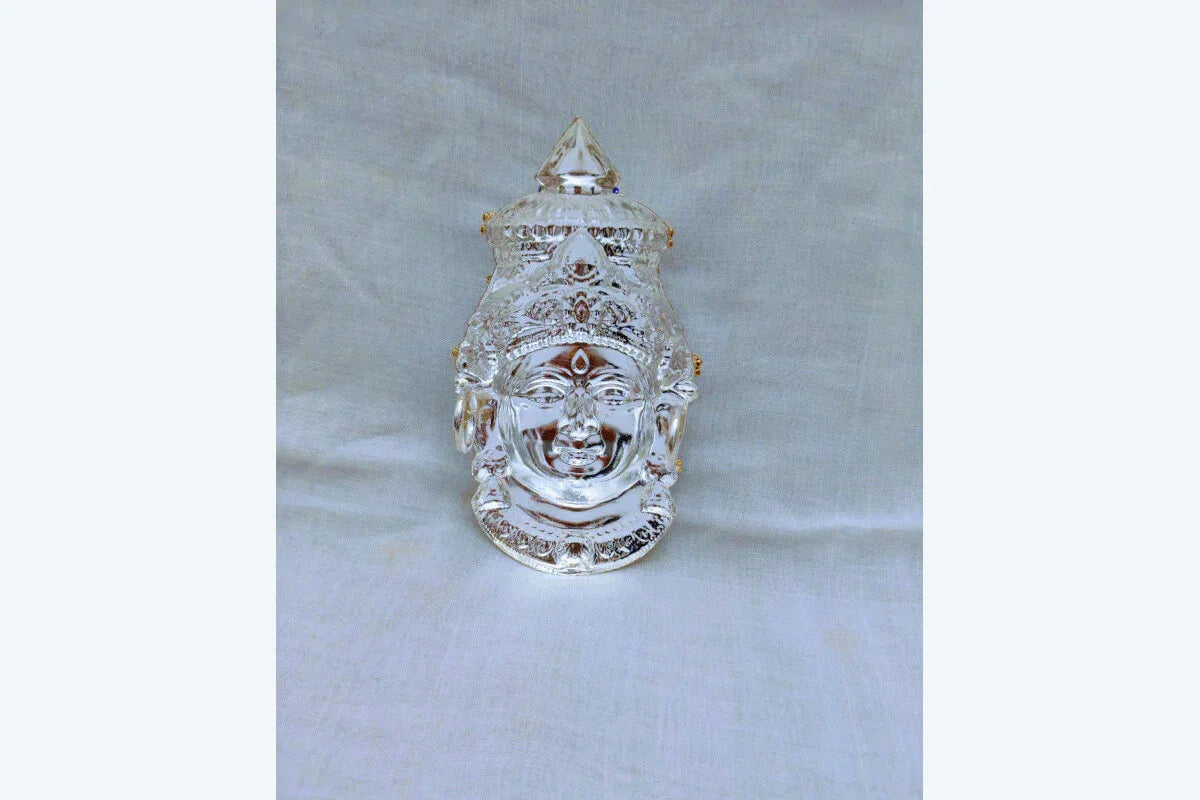 German Silver Decorated Amman Devi Face - Puja Celebrations