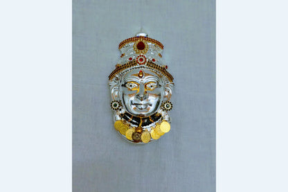 German Silver Decorated Amman Devi Face - Puja Celebrations