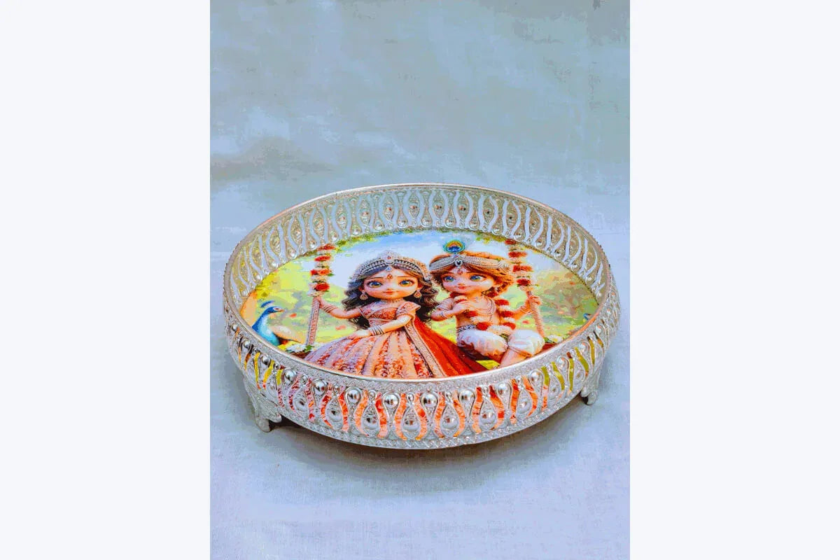 German Silver Pichwai Tray - Puja Celebrations